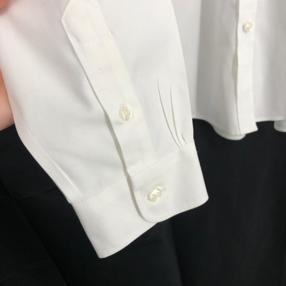 LL Bean Mens Button Front Shirt Size Medium Regular White Wrinkle‎ Free Pocket - Picture 4 of 12